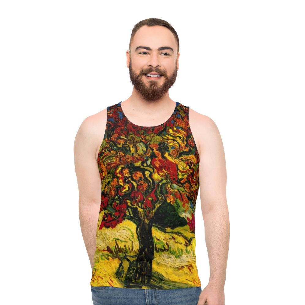 Unisex tank top with a colorful Van Gogh mulberry tree print