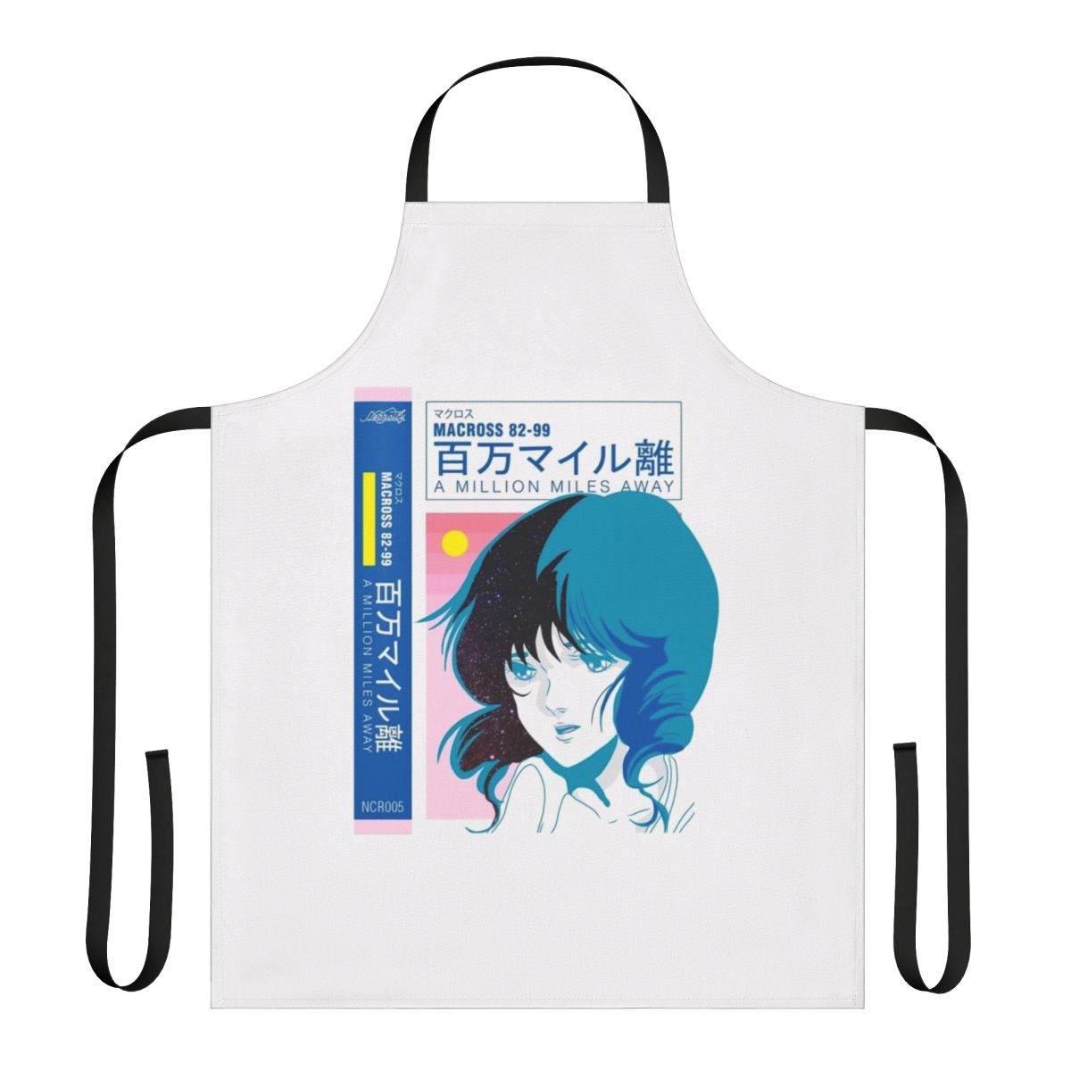 Vaporwave-inspired apron with a futuristic and retro design