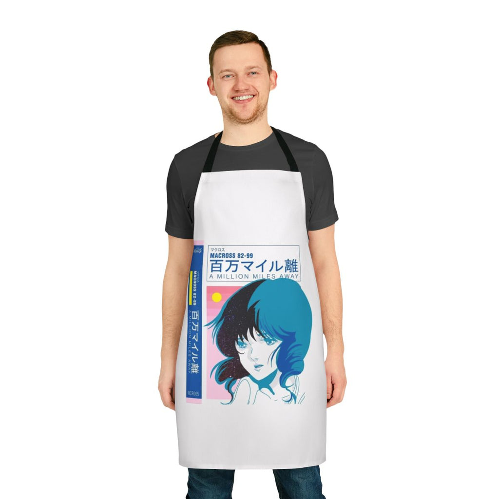 Vaporwave-inspired apron with a futuristic and retro design