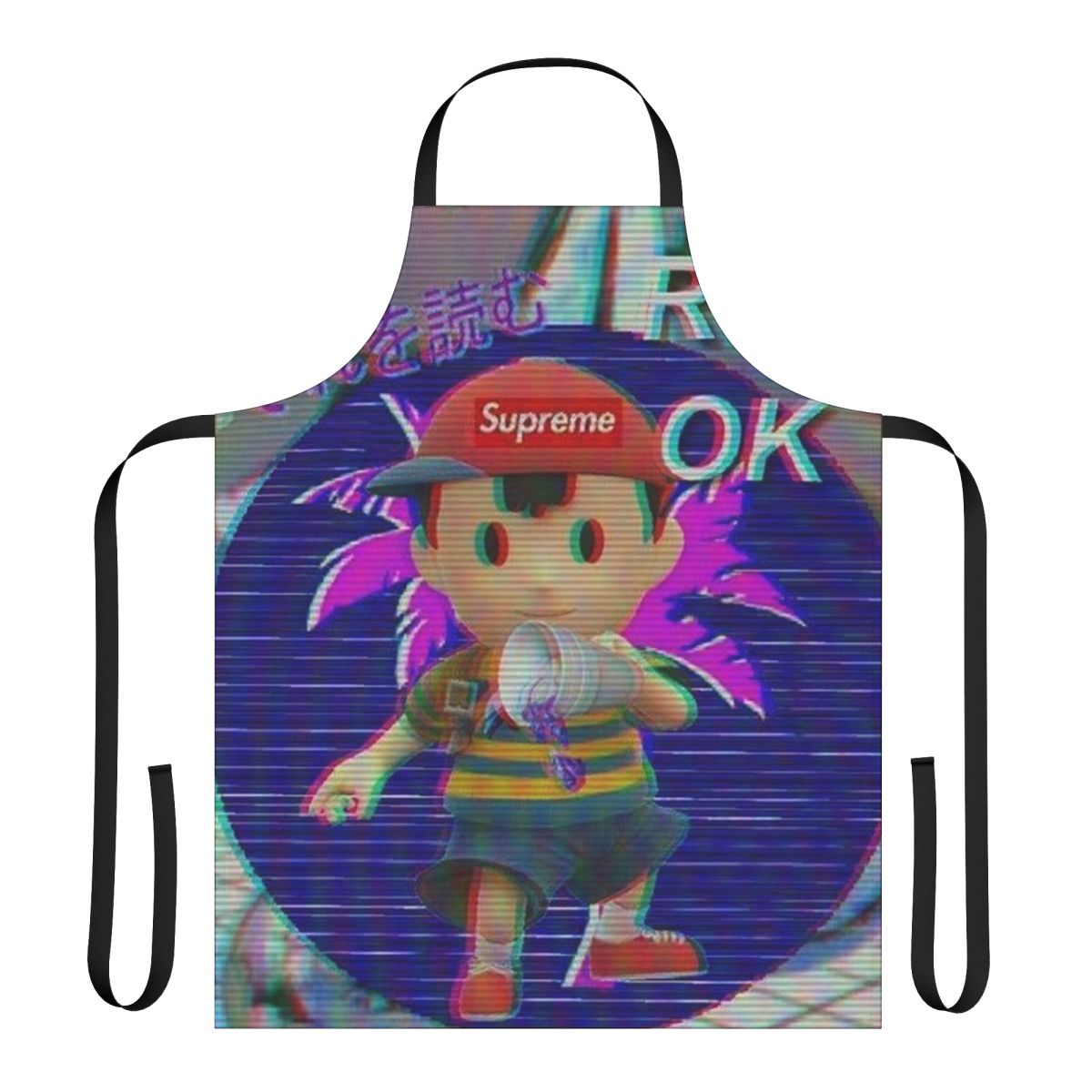 Vaporwave-style apron featuring Ness, the protagonist of the Earthbound video game series