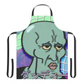 Handsome Squidward vaporwave aesthetic design on a high-quality apron