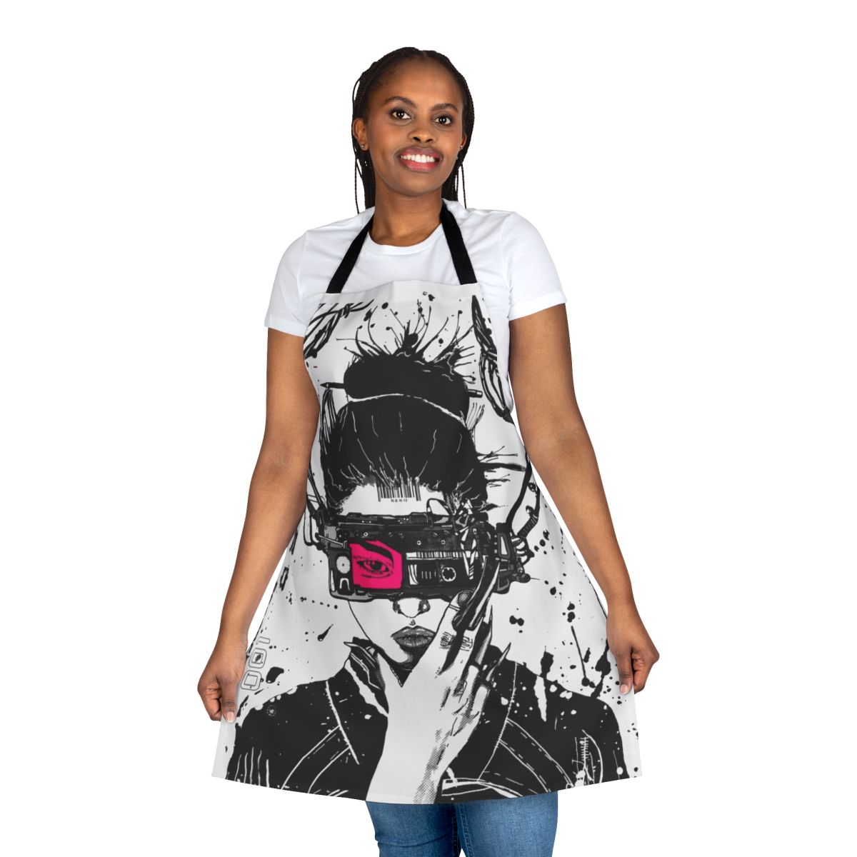 Vaporwave Cyberpunk Urban Style Apron featuring a futuristic, minimalist design with Japanese and techno-inspired elements