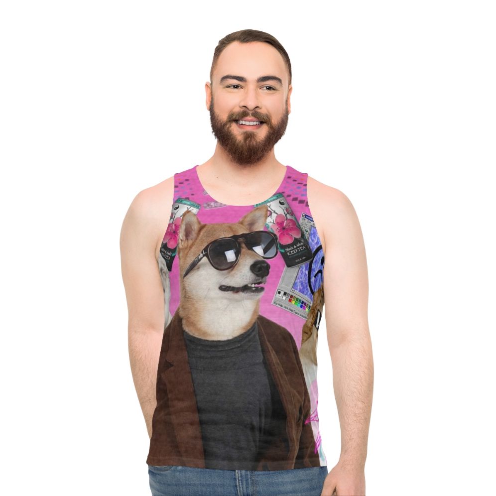 Vaporwave Dog Unisex Tank Top