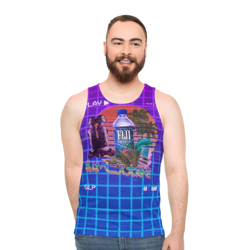 Vaporwave Fiji Bottle Unisex Tank Top