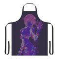 Vaporwave-themed apron featuring text and graphics inspired by the anime series Neon Genesis Evangelion and character Rei Ayanami.