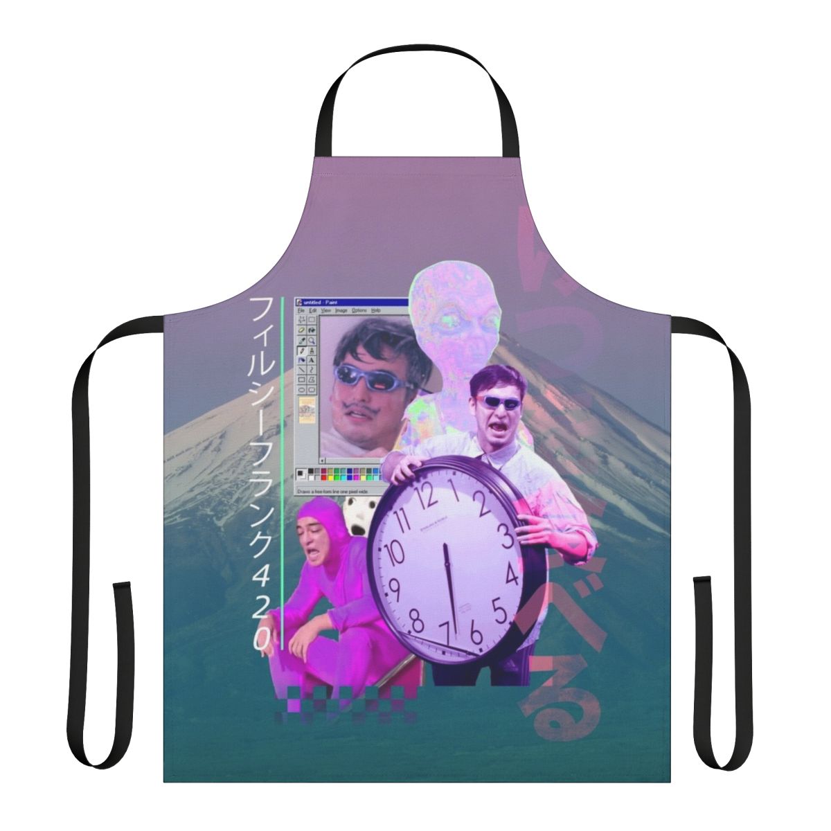 Vaporwave inspired Filthy Frank 420 parody apron with Japanese elements