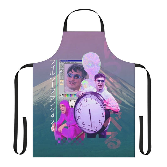 Vaporwave inspired Filthy Frank 420 parody apron with Japanese elements