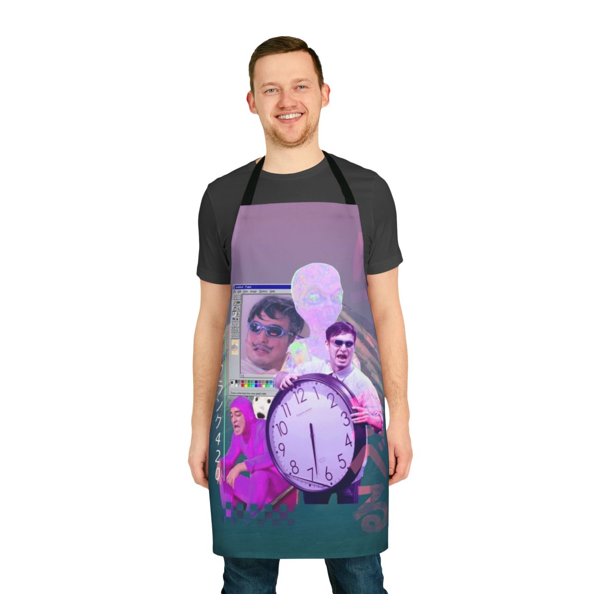 Vaporwave inspired Filthy Frank 420 parody apron with Japanese elements