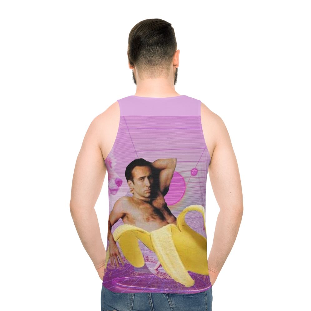 Vaporwave Nicholas Cage Banana Unisex Tank Top