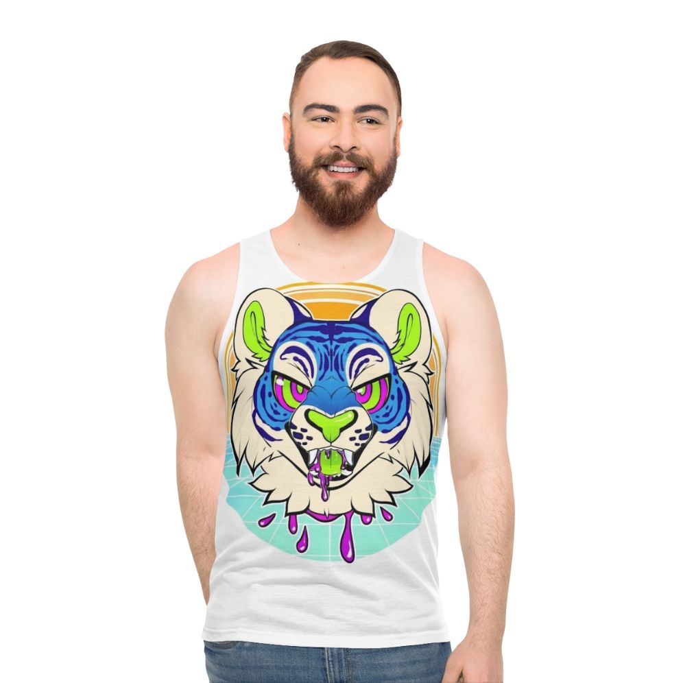 Vaporwave Tiger Anthro Unisex Tank Top
