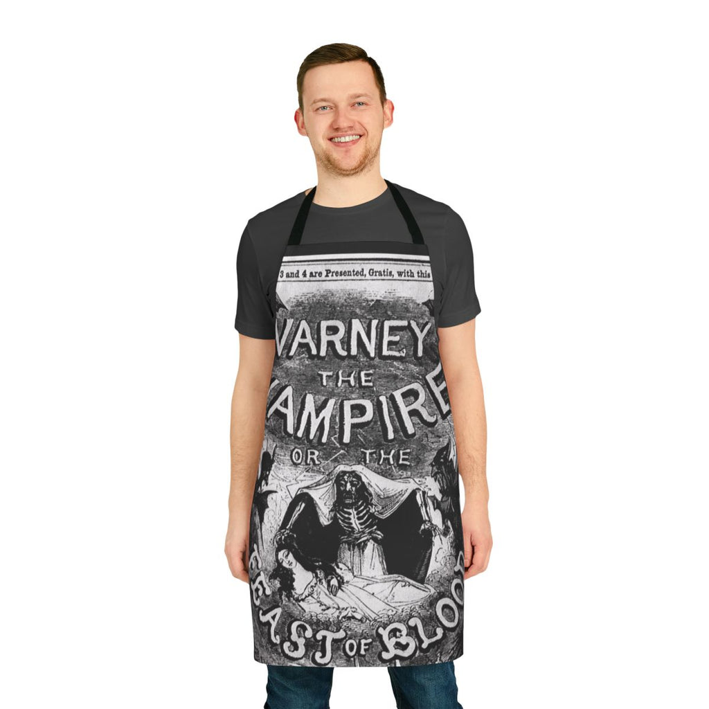 Varney the Vampire themed gothic apron with dark, supernatural design