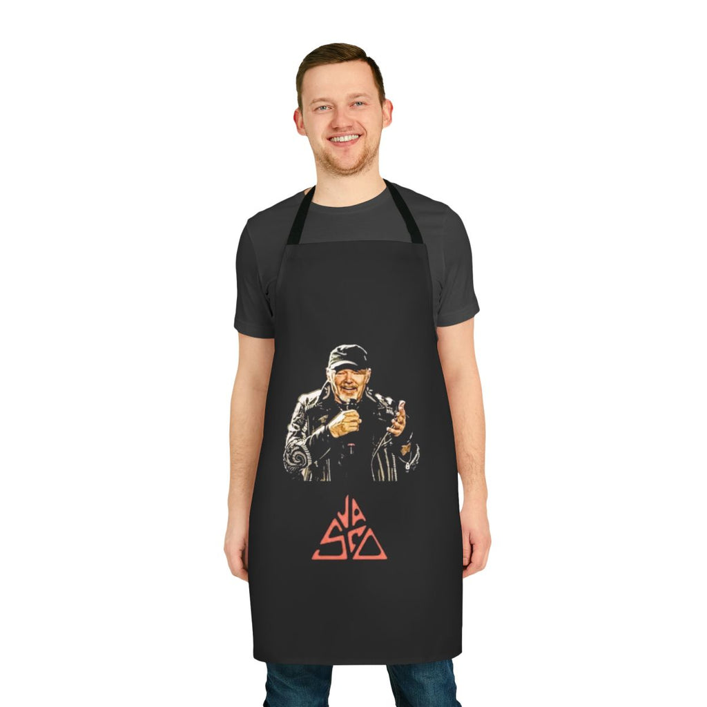 Black apron featuring Vasco Rossi, the legendary Italian rock band