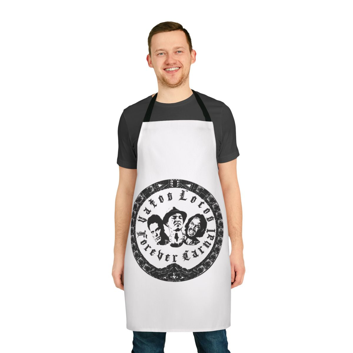 Vatos Locos-inspired apron with graffiti-style design