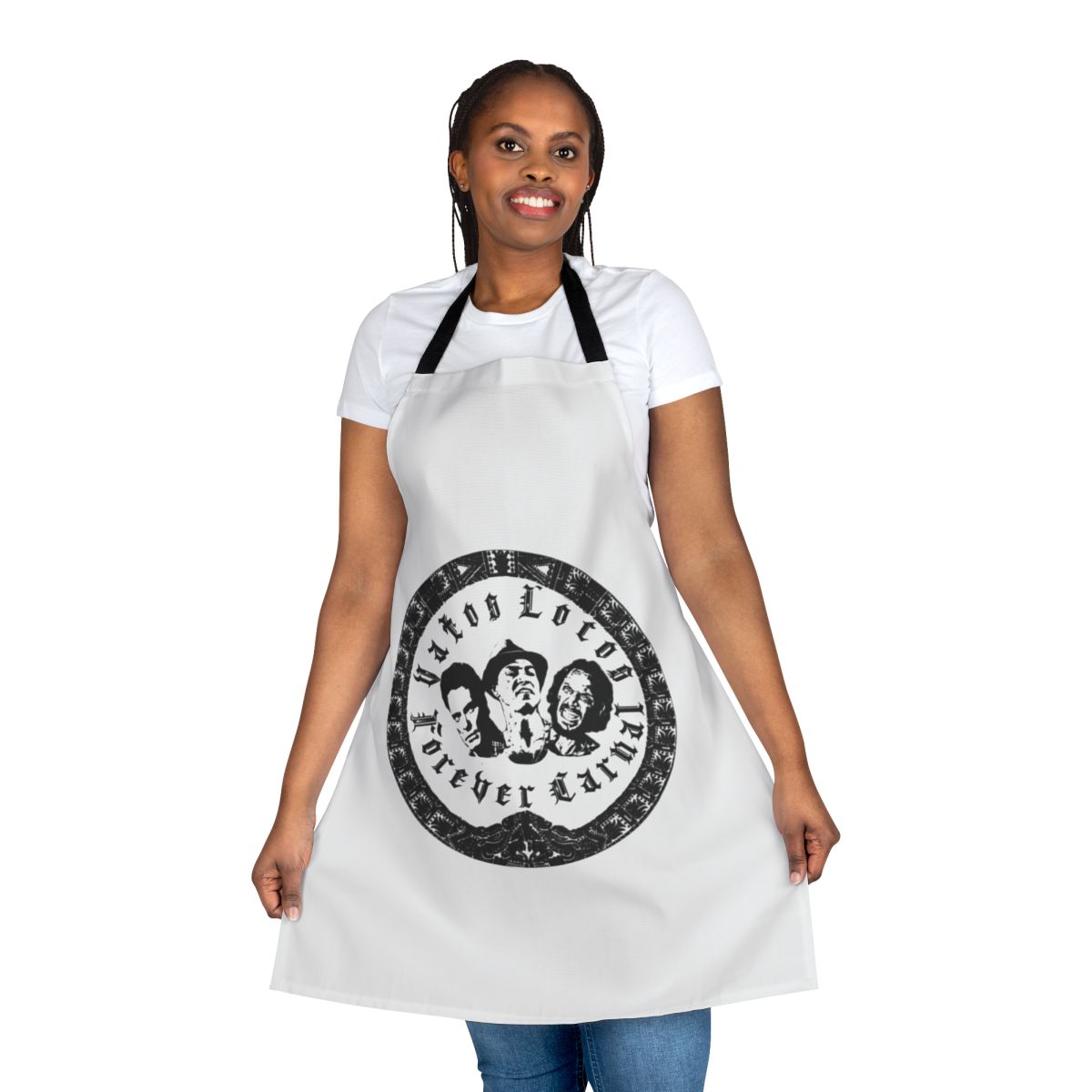 Vatos Locos-inspired apron with graffiti-style design