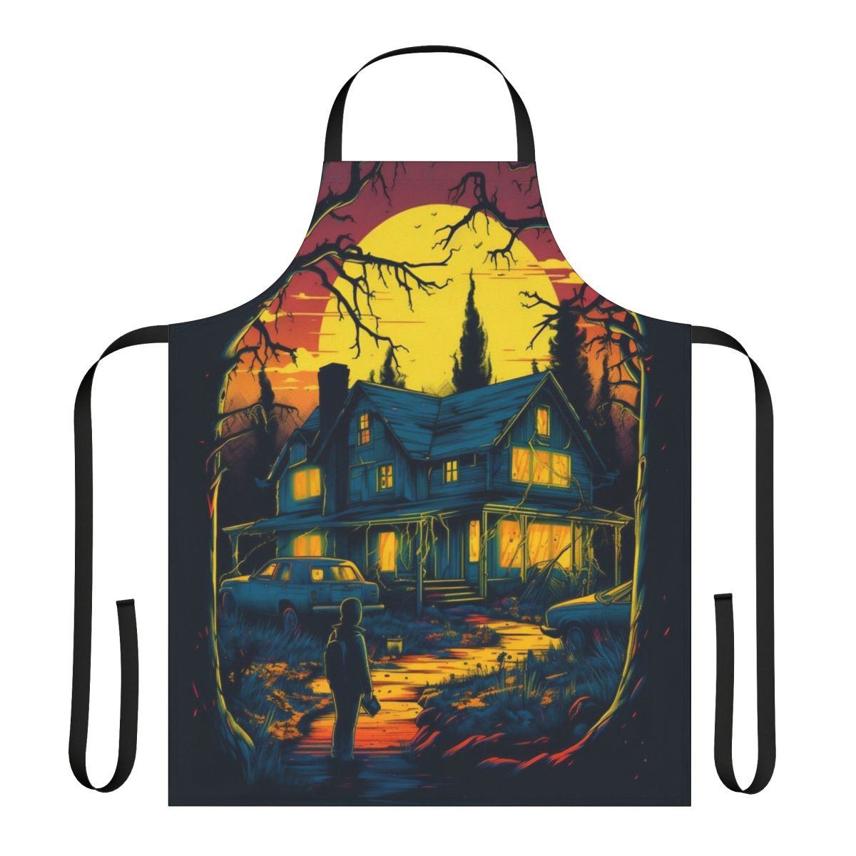 Vecna Manor Inspired Apron featuring a spooky and retro Stranger Things 80s aesthetic design.