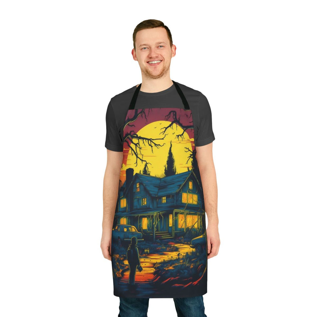 Vecna Manor Inspired Apron featuring a spooky and retro Stranger Things 80s aesthetic design.