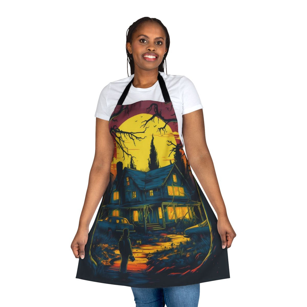 Vecna Manor Inspired Apron featuring a spooky and retro Stranger Things 80s aesthetic design.
