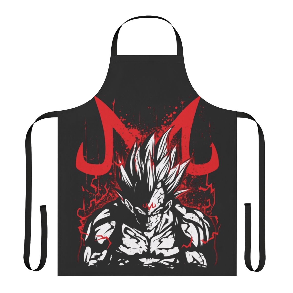 A high-quality apron featuring the Majin Vegeta character from the Dragon Ball anime series.