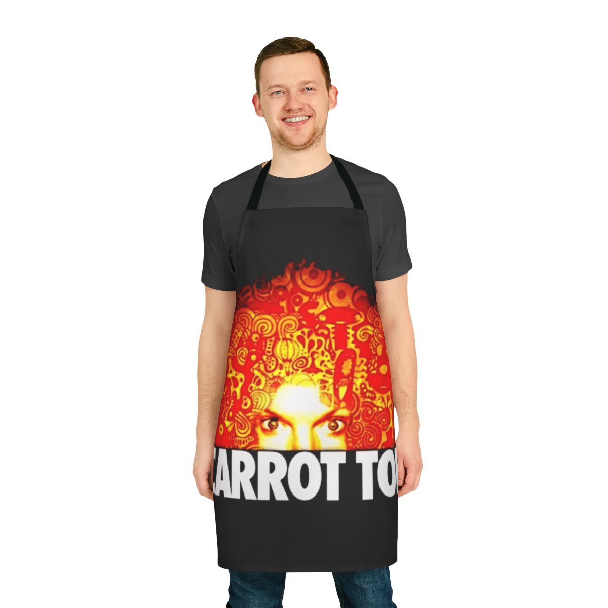 Colorful carrot-themed apron for kitchen and gardening use