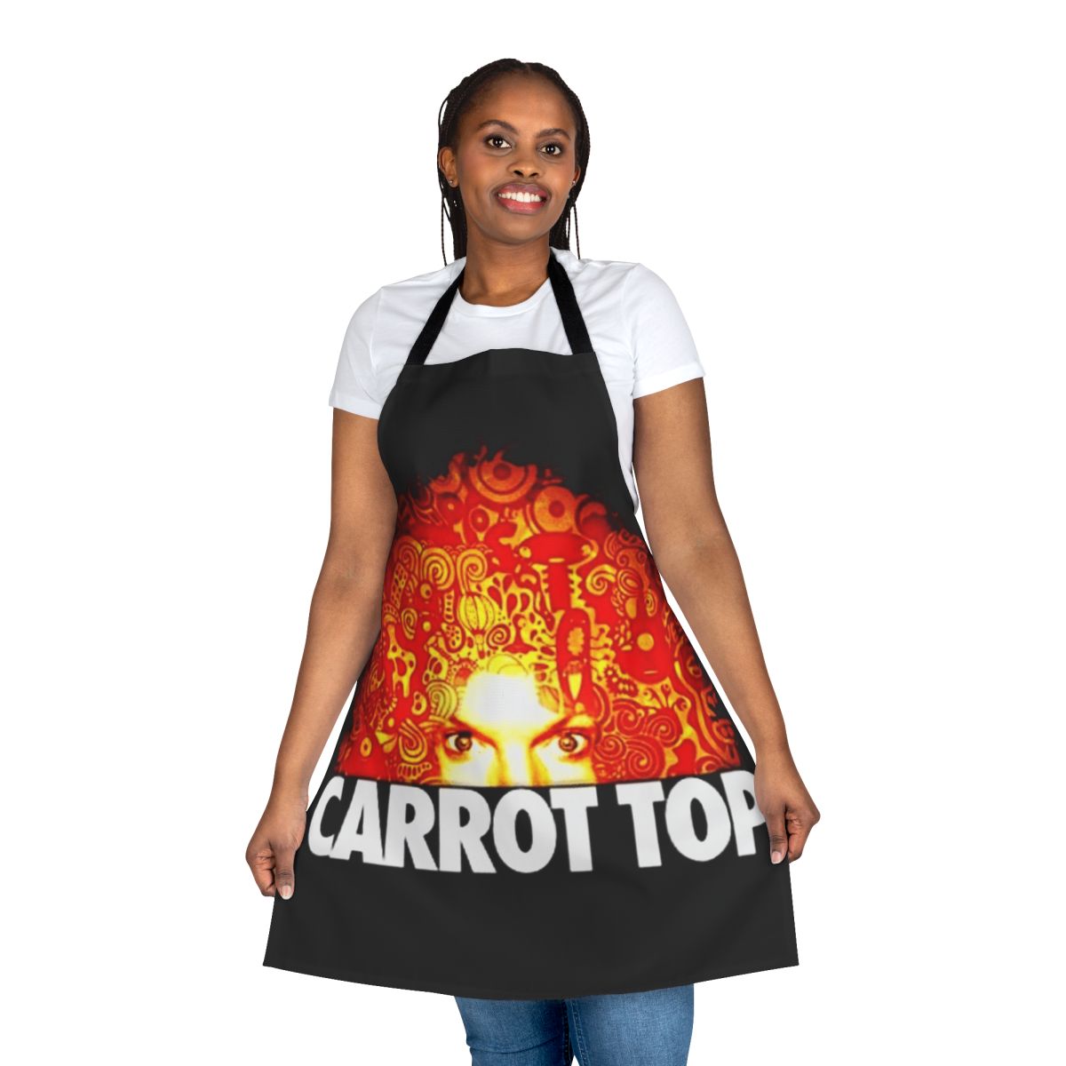 Colorful carrot-themed apron for kitchen and gardening use