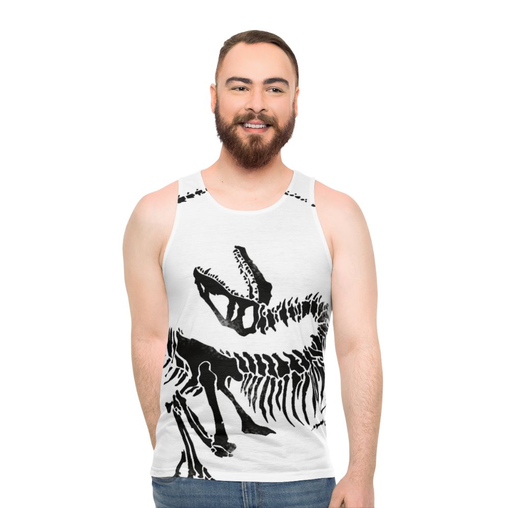 Velociraptor skeleton dinosaur bones print on unisex tank top