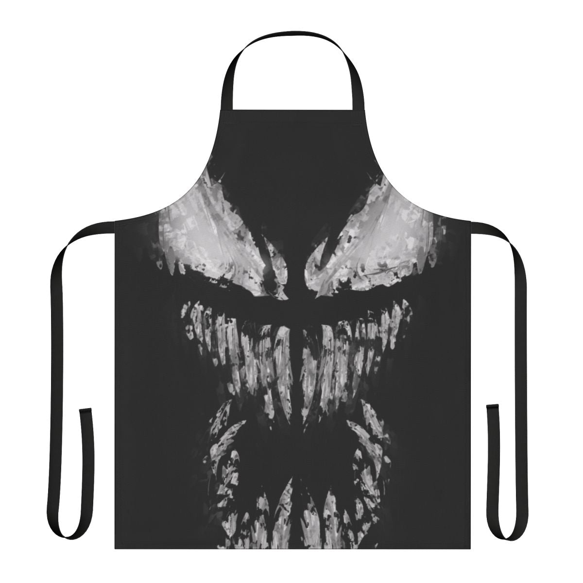 Apron with a skull and snake design, symbolizing a venomous and toxic substance