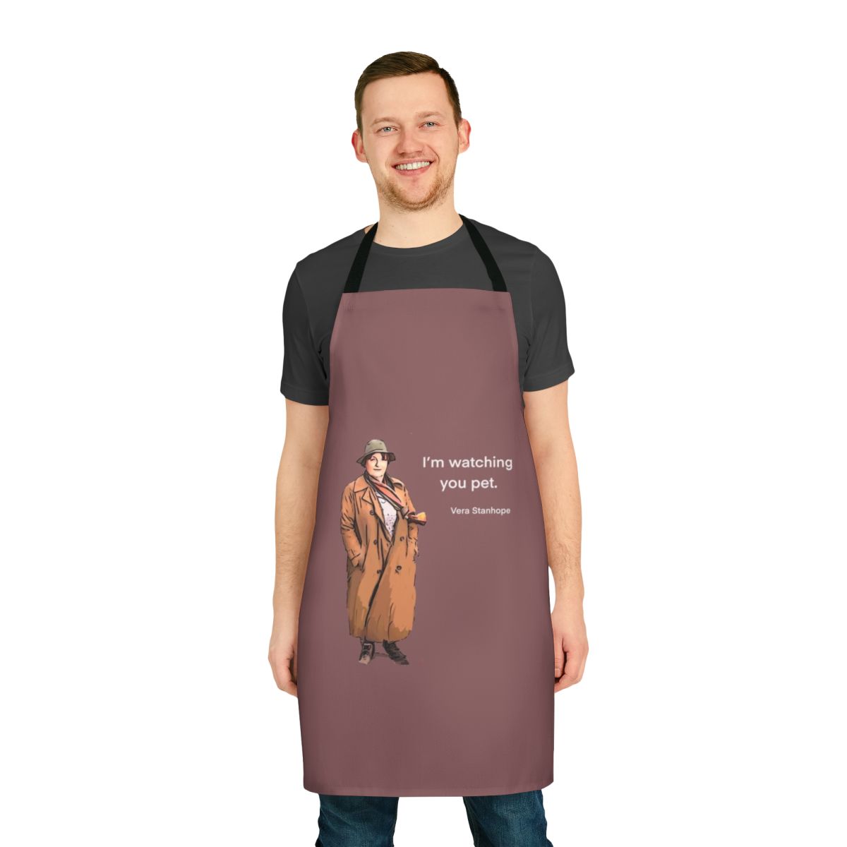 Vera Stanhope Themed Kitchen Apron with "I'm Watching You" Text