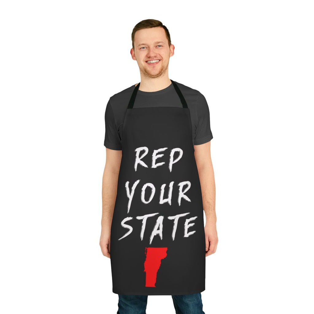 Vermont state pride apron with green and white design