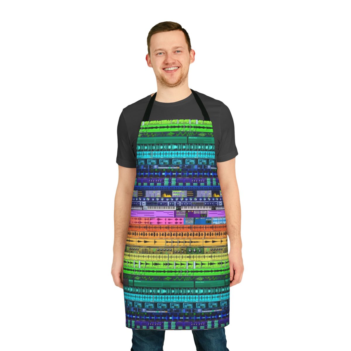Apron featuring a music production-inspired design for producers and audio engineers