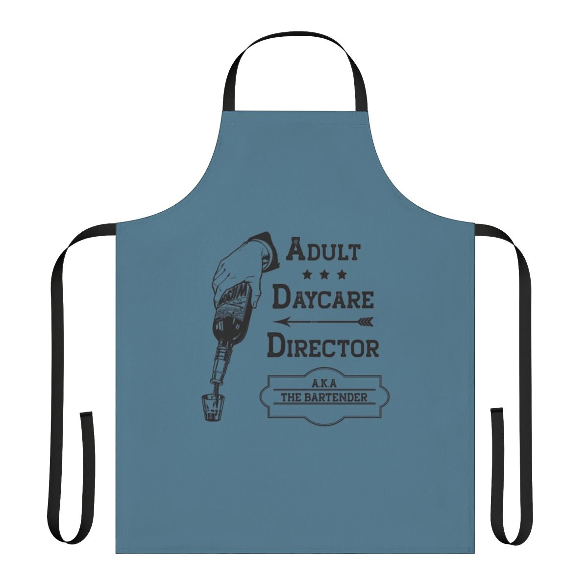 Adult daycare director wearing a stylish and functional bartender-inspired apron
