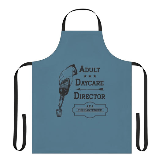 Adult daycare director wearing a stylish and functional bartender-inspired apron