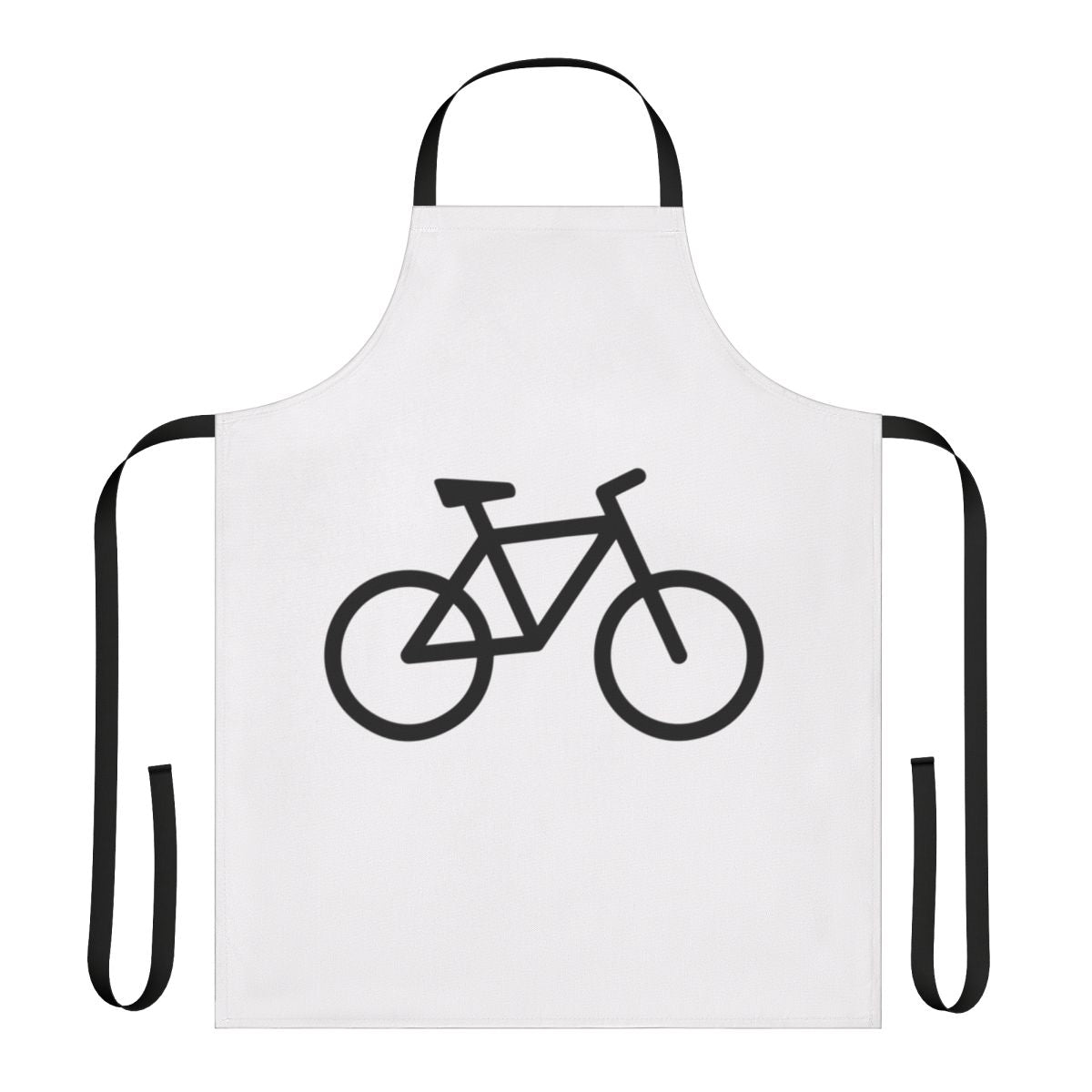 Person wearing a bicycle-printed apron while cycling