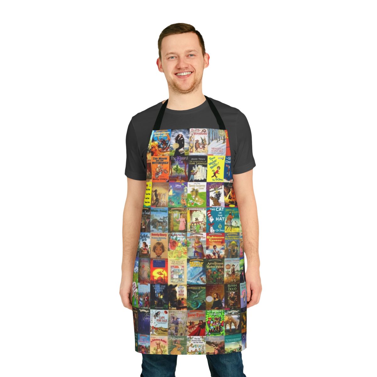 A high-quality, practical apron featuring a children's book design, perfect for young readers and book lovers.