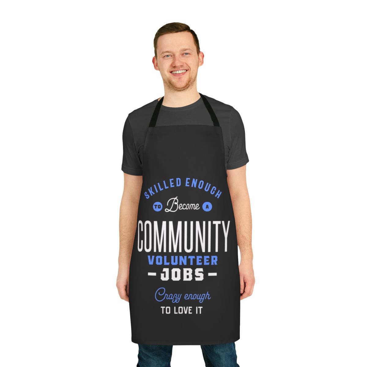 Community volunteer wearing a durable, professional-looking apron for their work