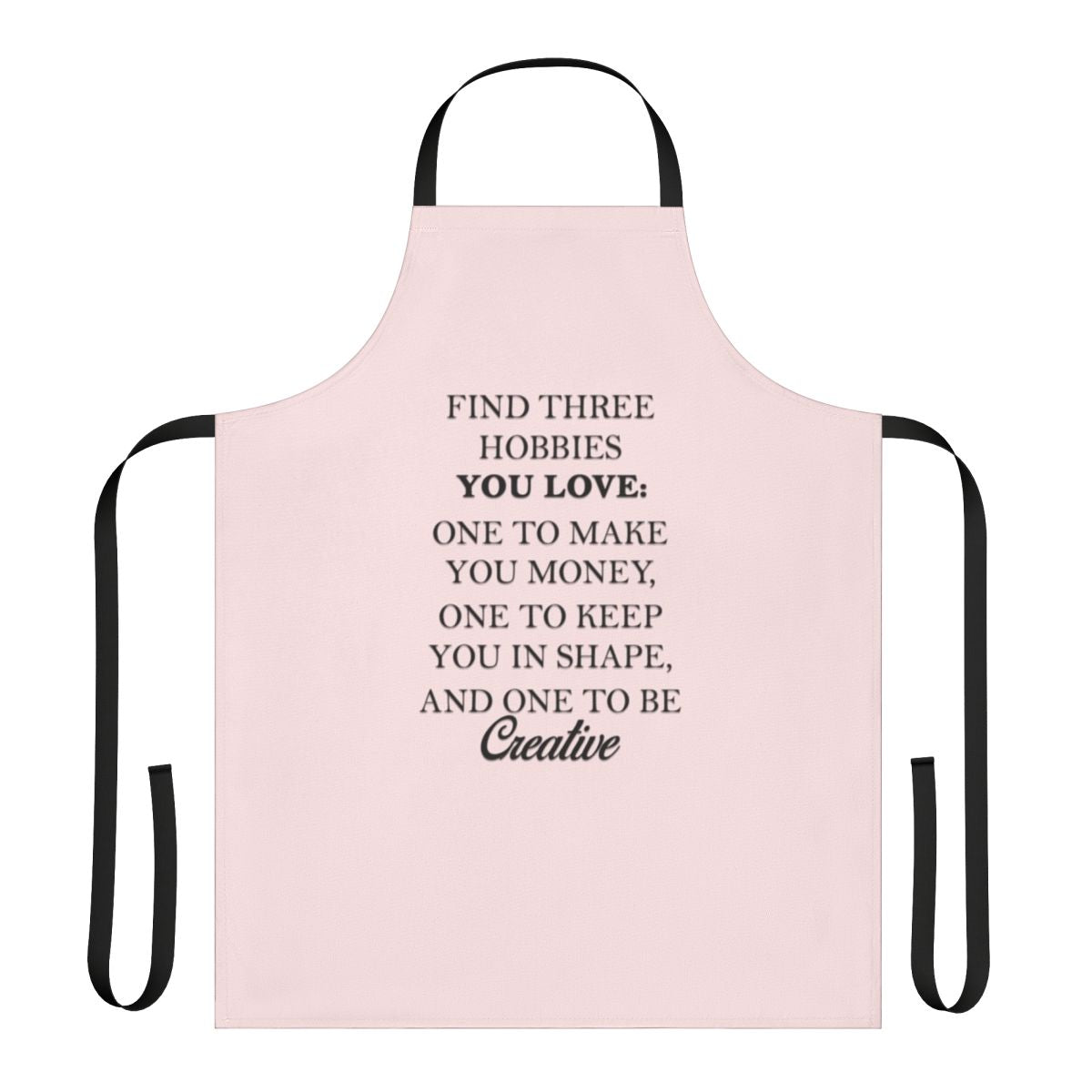 Person wearing a durable, adjustable apron for a variety of hobbies and crafts