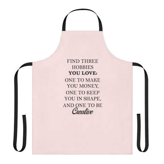 Person wearing a durable, adjustable apron for a variety of hobbies and crafts