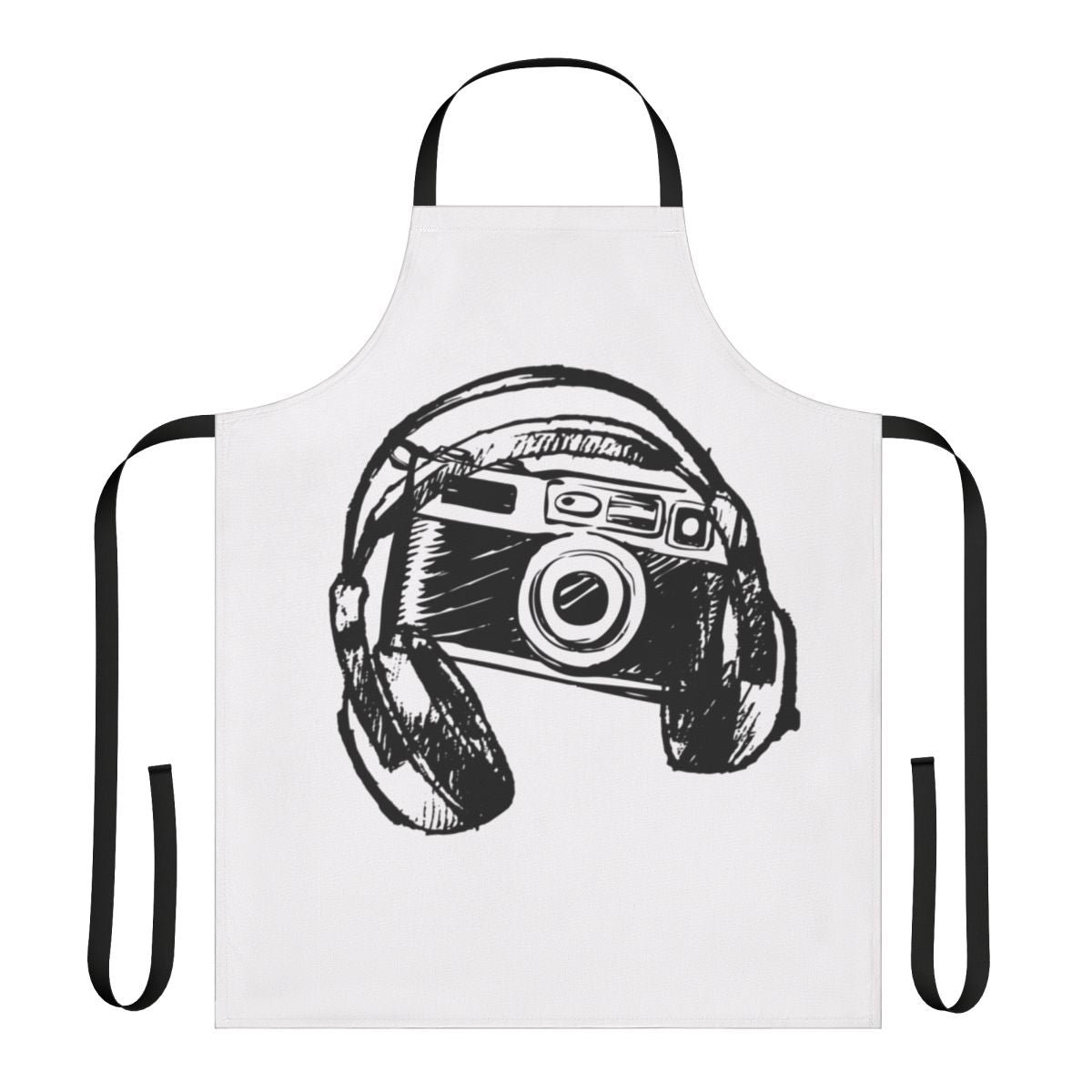 Apron with photography, music, and hobby-related graphics