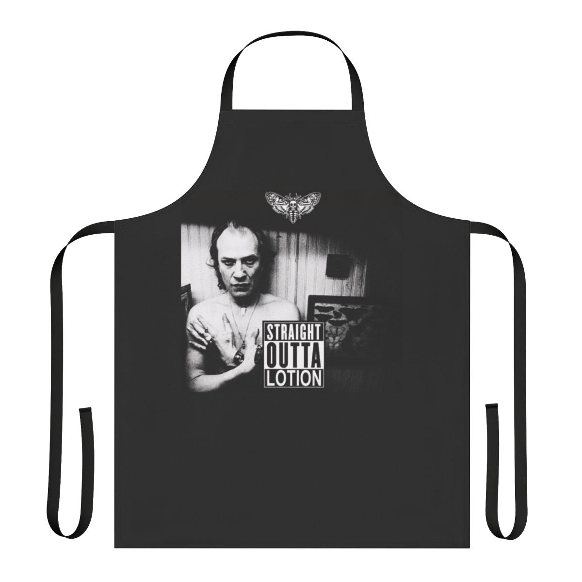 Straight Outta Lotion design on a high-quality kitchen apron