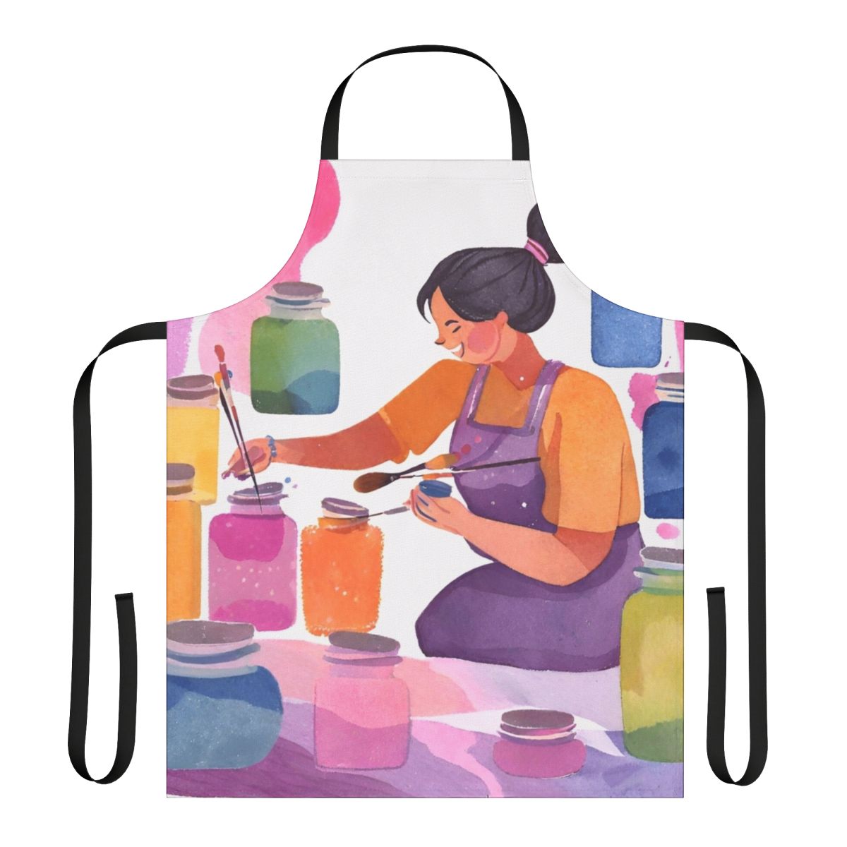 Painter's apron with multiple pockets for holding art supplies and tools