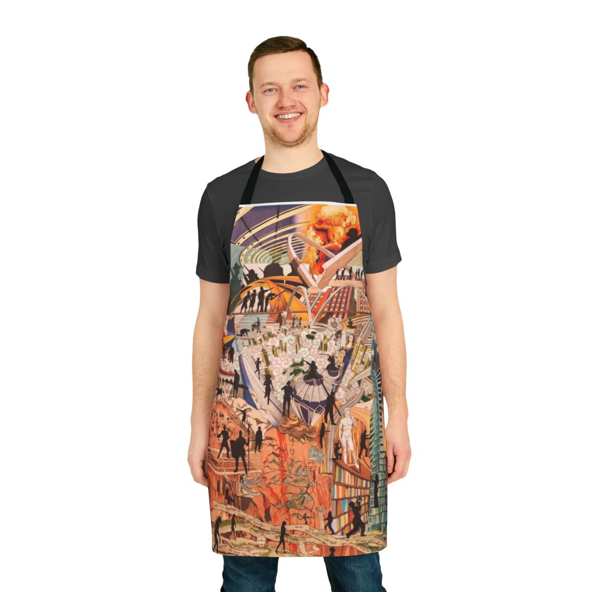 A stylish and durable apron featuring a toolmaker silhouette, perfect for creative professionals and DIY enthusiasts.