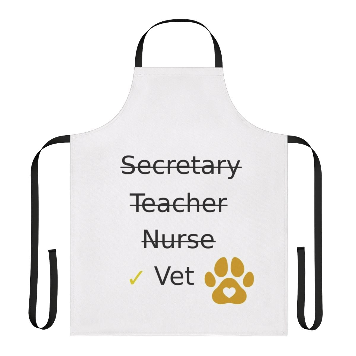 Veterinary-themed apron with various profession and occupation icons