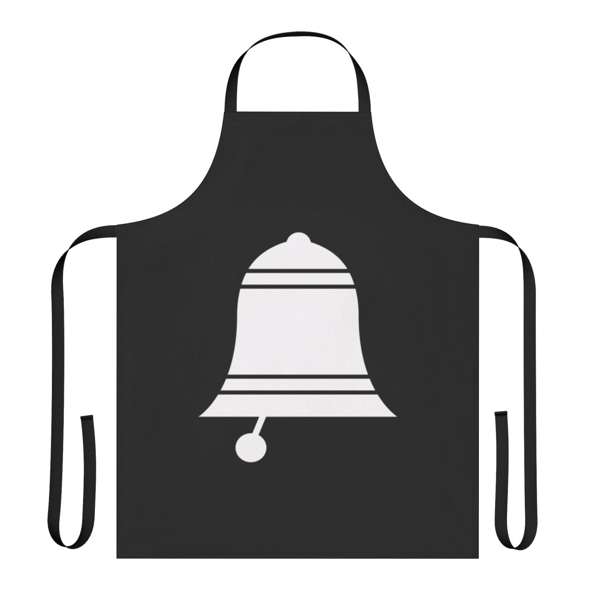 Stylish white apron with a bell-shaped design, perfect for the kitchen