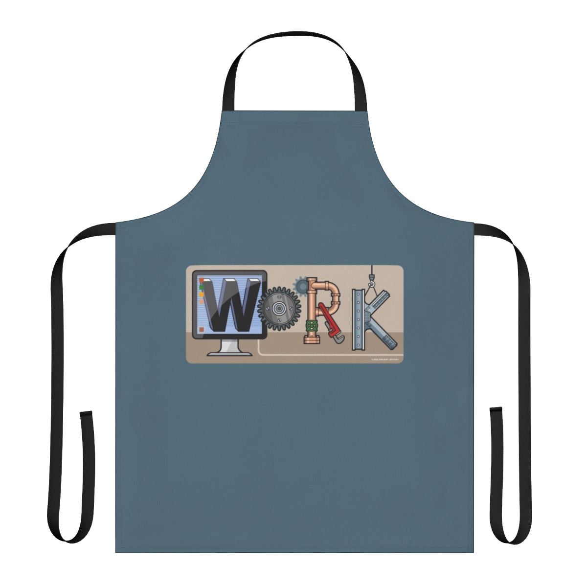 A durable work apron suitable for a variety of occupations, including computer repair, plumbing, and construction.
