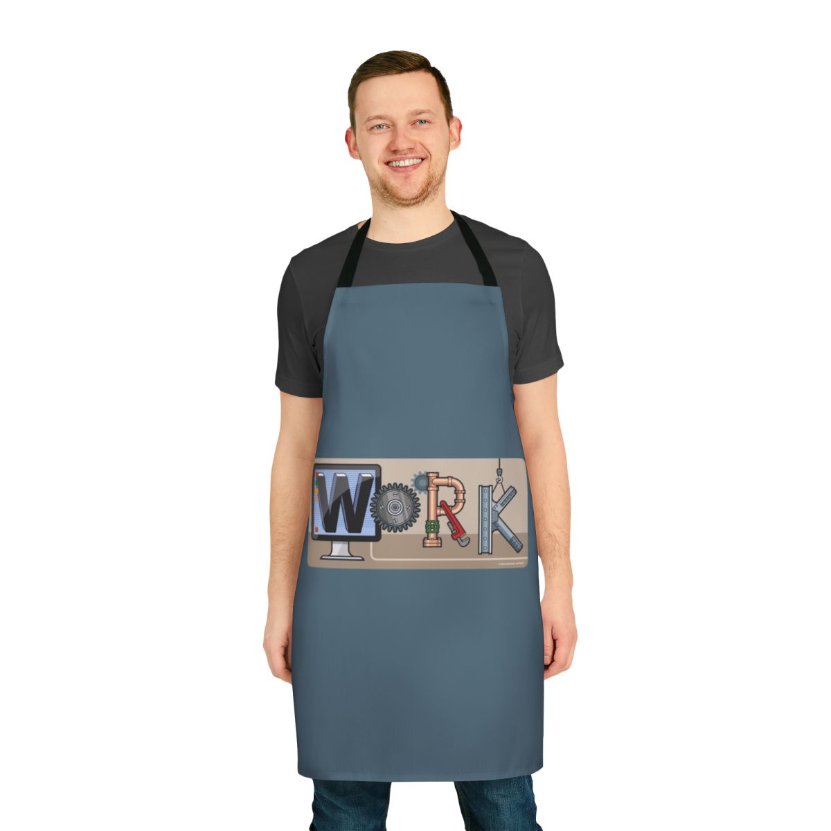 A durable work apron suitable for a variety of occupations, including computer repair, plumbing, and construction.