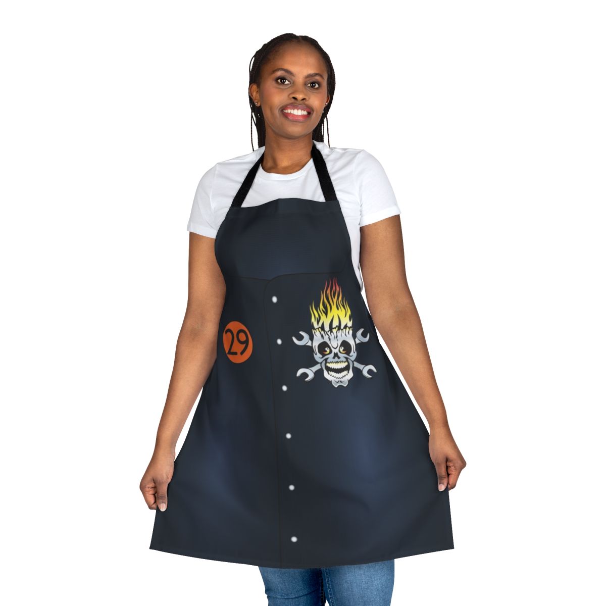 Hot Wheels-inspired apron featuring Taro Kitano's racing outfit from the World Race.