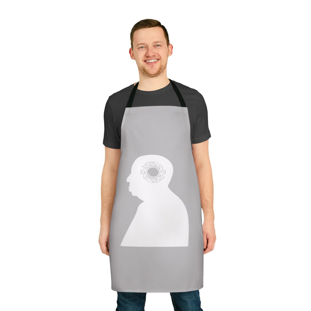 Stylish apron featuring the iconic Vertigo logo and Alfred Hitchcock's name, perfect for fans of the classic film.