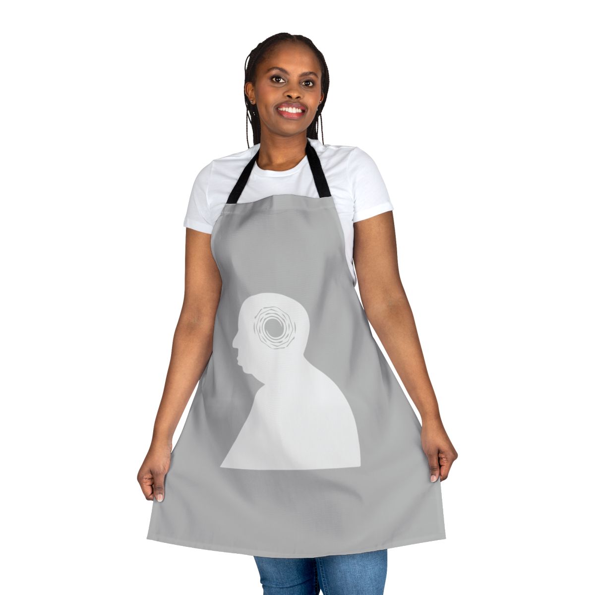 Stylish apron featuring the iconic Vertigo logo and Alfred Hitchcock's name, perfect for fans of the classic film.