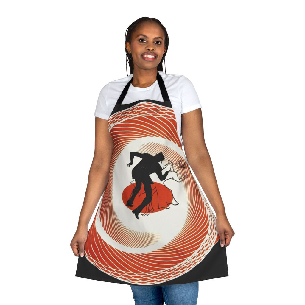 Vertigo-inspired apron featuring classic film noir design