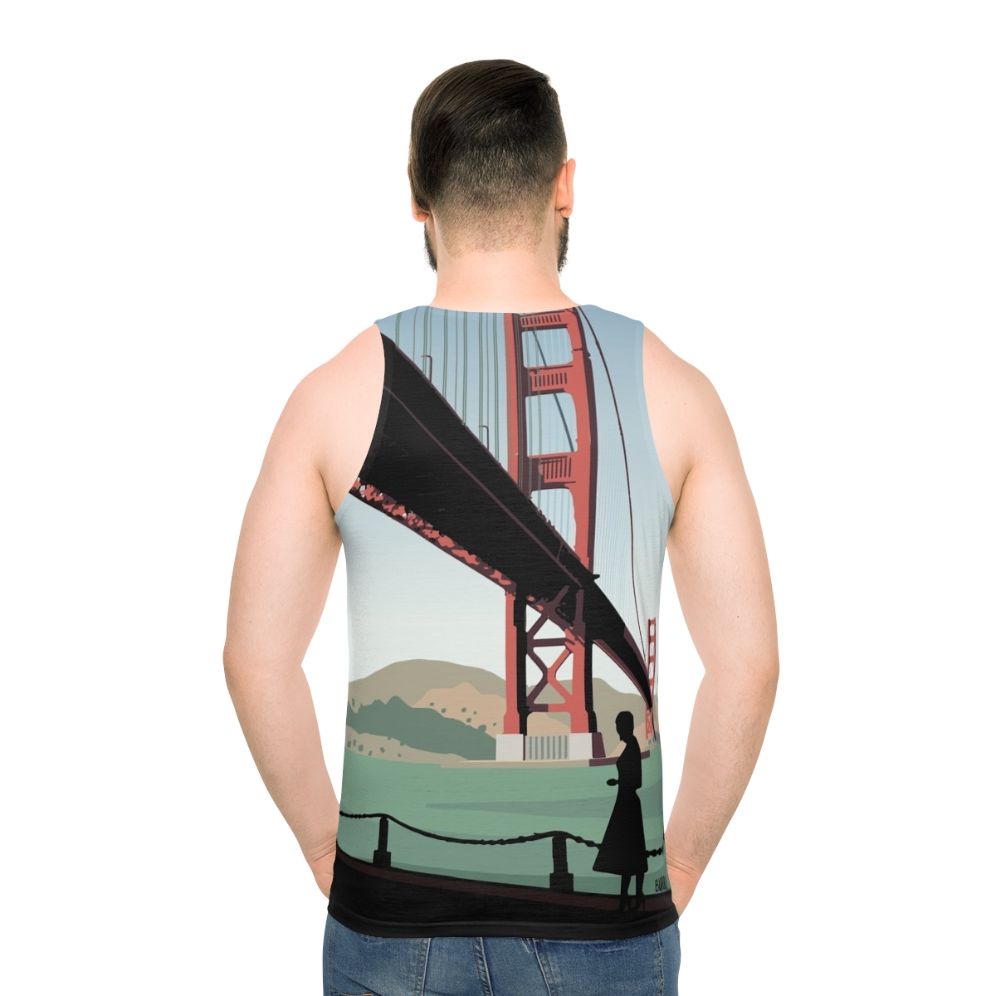 Unisex Vertigo Inspired Tank Top featuring Hitchcock's classic film imagery