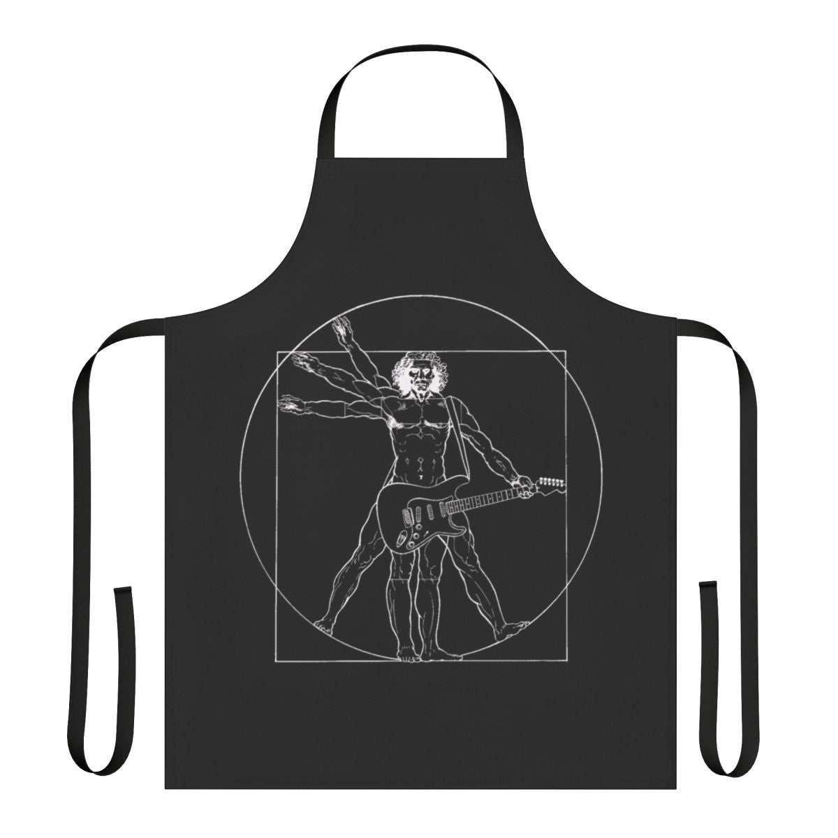 Vetruvian inspired apron with electric guitar and skull design
